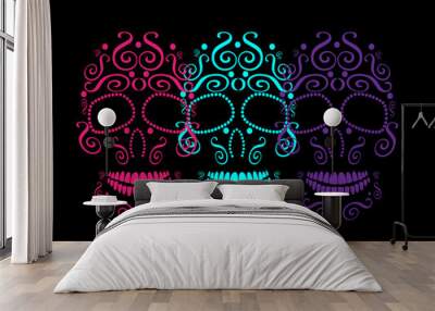 Skull vector background for fashion design, patterns, tattoos, day of the dead Wall mural