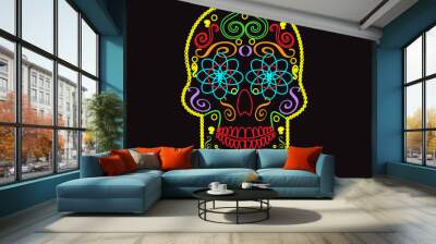 Skull vector background for fashion design, patterns, tattoos neon colors Wall mural