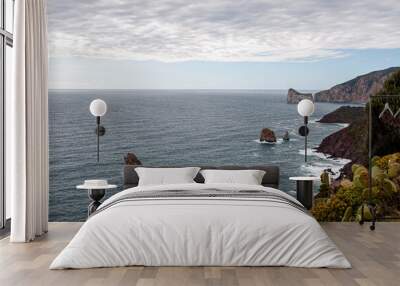 View of wavy ocean and rocks Wall mural