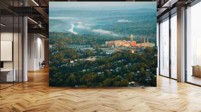 Aerial photographs of Danville,VA,old cotton mills and the Dan river. Wall mural