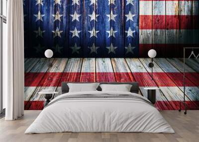 USA style background - empty wooden room for display montages Wall mural