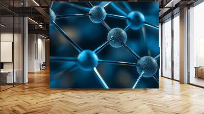 Close-up view of molecular structure showcasing nanotechnology and scientific innovation in atomic connections emphasizing advanced materials science and futuristic research applications Wall mural