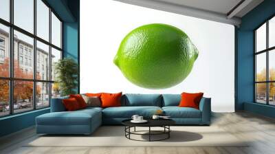 Isolated juicy green lime on a white background, a fresh and healthy citrus fruit perfect for tropical juice or diet Wall mural