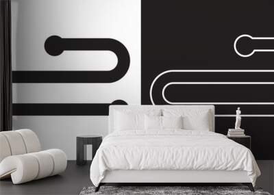 Path from start to finish vector icon. flat style icon on a white and black background. vector illustration. Wall mural