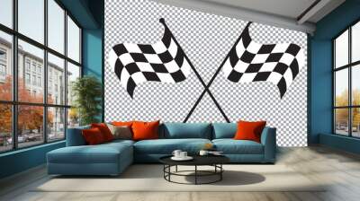 Racing flag icon vector illustration. checkered flag vector .Star symbol and simple black flag icon. Wall mural