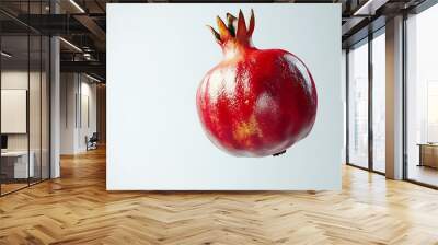 Ripe pomegranate fruit on white background, isolated and ready to eat Wall mural