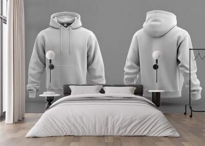 Stylish White Hoodie Jacket Displayed on Mannequin, back and pront view. Wall mural