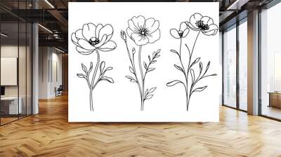 aesthetic flower blossom line art vector Wall mural