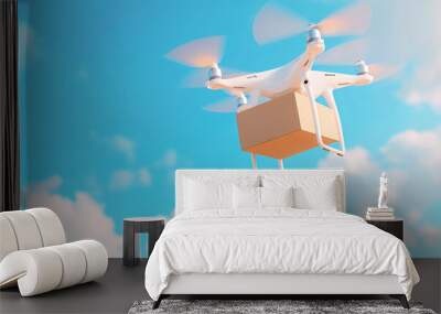 drone delivery package box parcel. commercial concept Wall mural