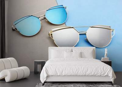 Creative shoot for cool and stylish sunglasses with different lighting and cool props Wall mural