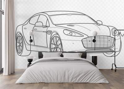 Vector car and automobile on transparent background. Hand drawn sketch american transport. Wall mural