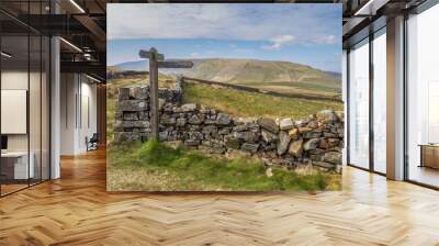 Fingerpost signpost in Barbondale saying Dent via Flinygill Wall mural