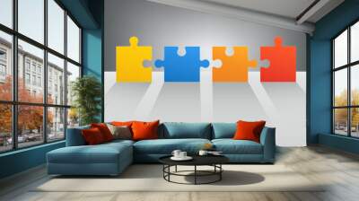 parts puzzles with long shadows. colorful abstract metaphors, bu Wall mural