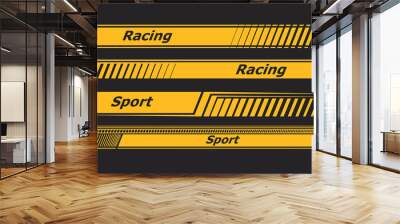 Stickers for racing cars, motorcycles. Yellow stripes for tuning. Wall mural