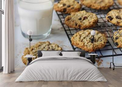 chocolate cookies and milk Wall mural