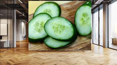 cucumber on a wooden cutting board Wall mural