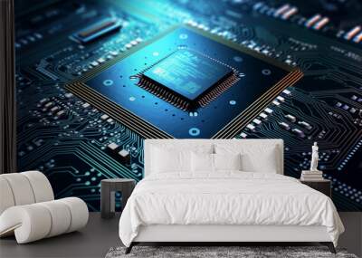 computer micro processor on circuit board Wall mural