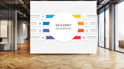 Round Circle Do and Don't, Pros and Cons, Vs, Versus Comparison Infographic Design Template Wall mural