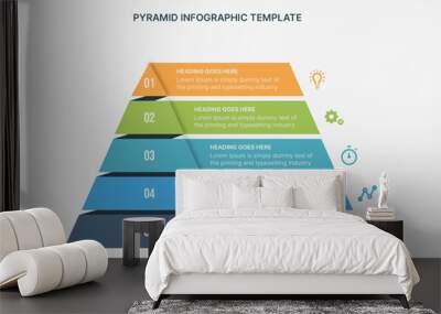 Triangle, pyramid chart infographic flat vector diagram for presentations Wall mural