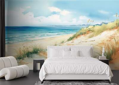 Pastel colors light watercolors of a sunny day Wall mural