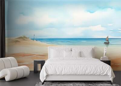 Pastel colors light watercolors of a sunny day Wall mural