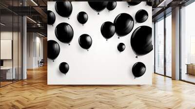 Vector Illustration of a Black Friday Sale Poster with Black Balloons Wall mural