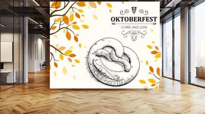 Vector Illustration of an Oktoberfest Background Wall mural