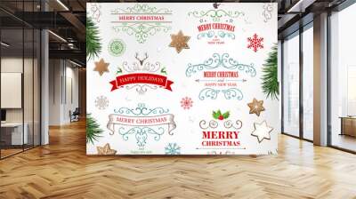 Vector Illustration of Christmas Design Elements Wall mural