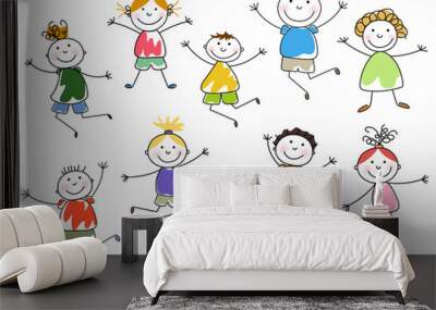 Vector Illustration of Small Kids Wall mural