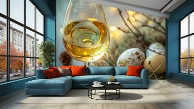 still life with easter eggs and wine	 Wall mural