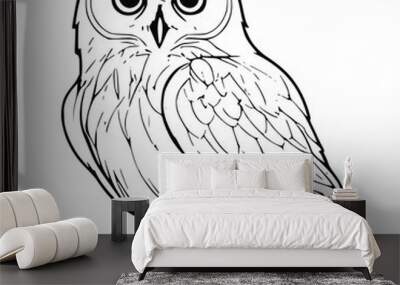 Hand drawn flat design owl outline Wall mural