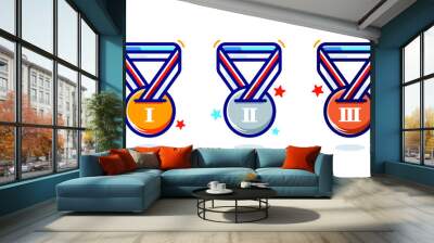 1st 2nd 3rd medal first place second third award winner badge guarantee winning prize ribbon symbol sign icon logo template Vector clip art illustration Wall mural