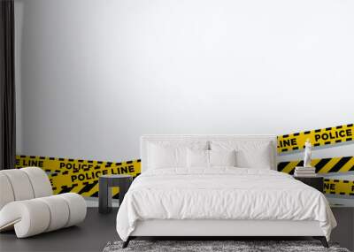 black and yellow police line tapes vector. Caution lines isolated with black stripes on yellow tapes. Warning or Danger signs. Police danger caution vector yellow barrier. Not cross security line Wall mural