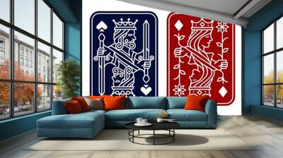 King and queen playing card deck vector illustration set of hearts, Spade, Diamond and Club, Royal cards design collection Wall mural