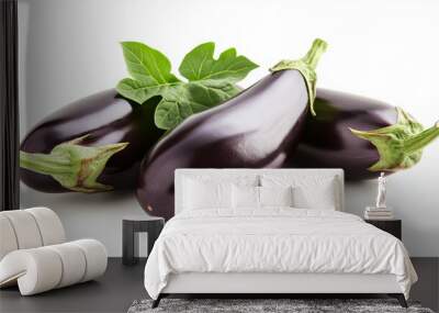 fresh eggplant isolated on white background ,aubergine vegetable  on white background Wall mural