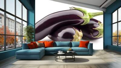 fresh eggplant isolated on white background ,aubergine vegetable  on white background Wall mural