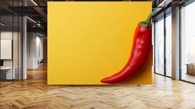 red hot chili pepper on yellow background Wall mural