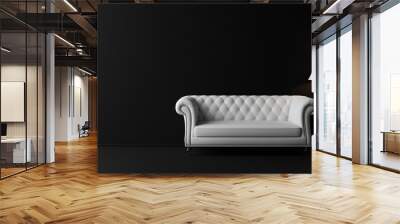 sofa on black  background , modern living room interior , white  sofa with lamp in the room Wall mural