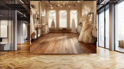 boutique bridal shop with wooden floors and elegant, romantic decor Wall mural