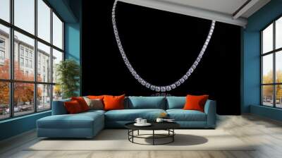 Diamond necklace shot against a black background Wall mural