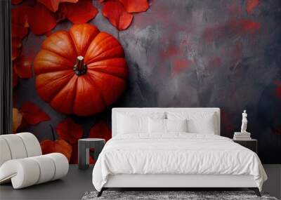 Pumpkin for Halloween background , copy space --ar 3:2 --v 6.1 Job ID: e105c7f2-fd64-4b9b-aace-73caa6fa5f1e Wall mural