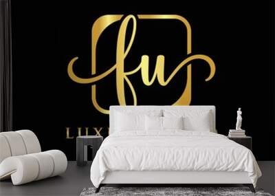 Initial FU Letter Logo With Creative Modern Business Typography Vector Template. Creative Letter FU Logo Vector Wall mural