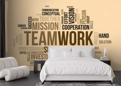 Teamwork word cloud template. Business concept vector background. Wall mural