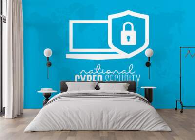 Vector illustration design concept of national cyber security awareness month observed on every october Wall mural