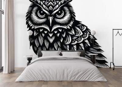 black owl vector illustrator, white background. can be used for emblem, t-shirt, marchendise and more Wall mural