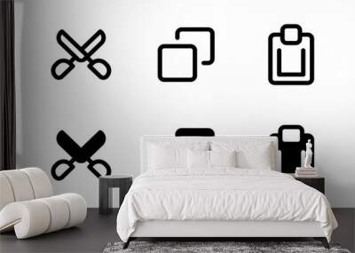 Cut, copy and paste icon. Outline and glyph style Wall mural