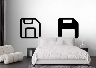 Floppy disk icon. Outline and glyph style Wall mural