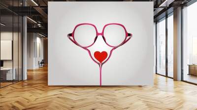 abstract glasses and heart illustration Wall mural