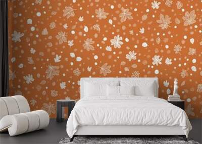 Autumn white dots scatters on orange pattern illustration Wall mural