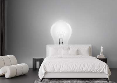 Blank light bulb on gray background  Wall mural